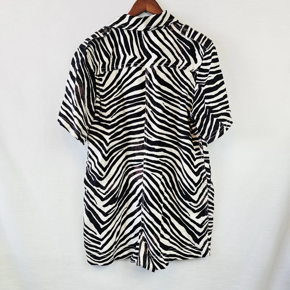 Banana Republic Zebra Safari Linen Romper size Large